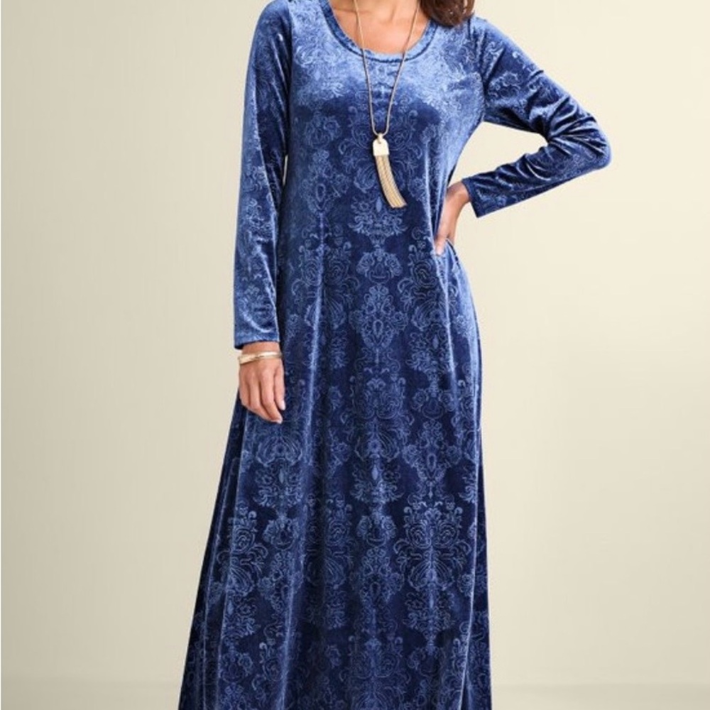 Soft Surroundings Blue Velvet Maxi Dress - Picture 2 of 7
